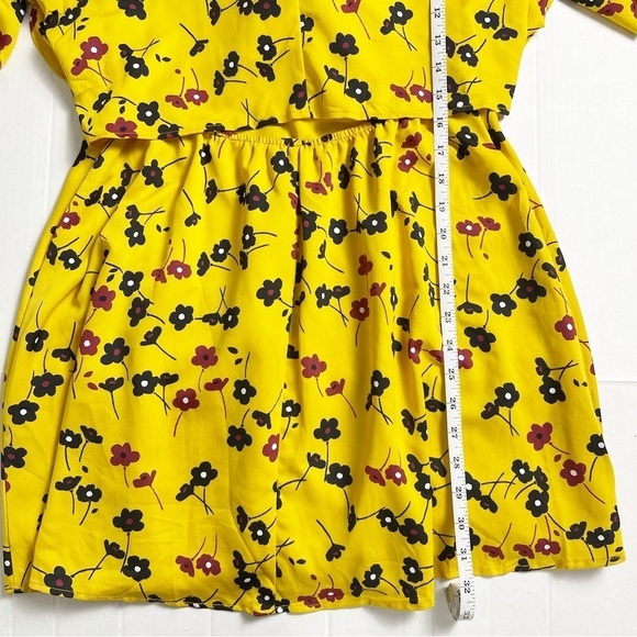 BCBGeneration Women's Yellow Bow Tie Floral Ruffle Dress - Medium - Picture 11 of 13